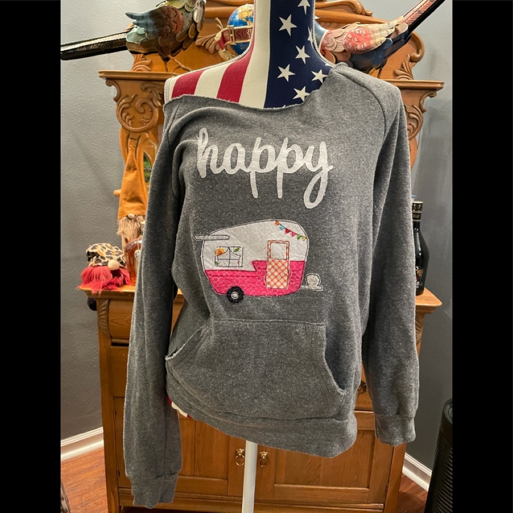 Lucky Ducky Designs Happy Camper Sweatshirt GUC M